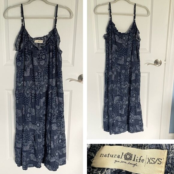 Natural Life Blue Bandana Print Spaghetti Strap Maxi Dress - 47231 - Picture 1 of 11